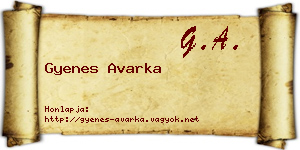 Gyenes Avarka névjegykártya